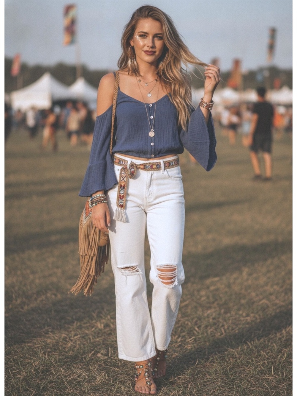 Free People x Jens Pirate Booty Boho Off the Shoulder Crop Top